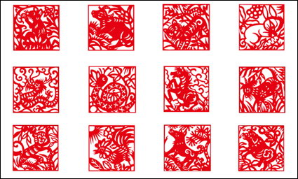 Zodiac Papier geschnittenen Vektor Material