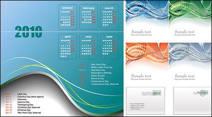 2010 Kalender, Linien-und E-Mail-Vektor-Material