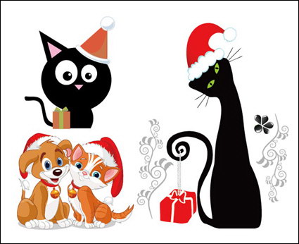 Hunde und Katzen Christmas Vector