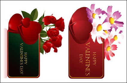 Valentinstag Blumen Vektor-Karten