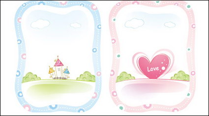 Häuser, Blumen, Himmel, Wolken, Valentinstag Vector