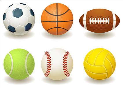 Fußball, Basketball, Rugby, Tennis, Baseball, Volleyball Vektor-Material