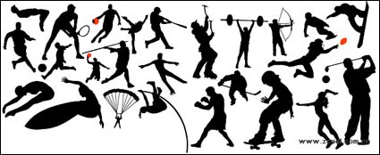 Hochsprung, Fußball, Basketball, Tennis, Baseball, Tauchen, Fallschirmspringen, Gewichtheben, Skaten