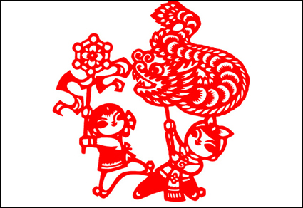 Paper-Cut Dragon Vector