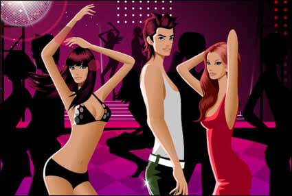 Dancing Männern und Frauen Mode damit verbundenen Material-Vektor