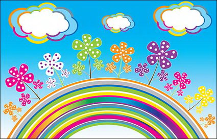 Rainbow Clouds Vector Blumen