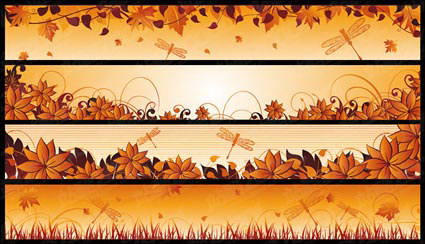 Herbst, Libellen, Blätter Vector