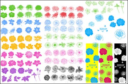 Ink Mustern, Blumen, Vektor