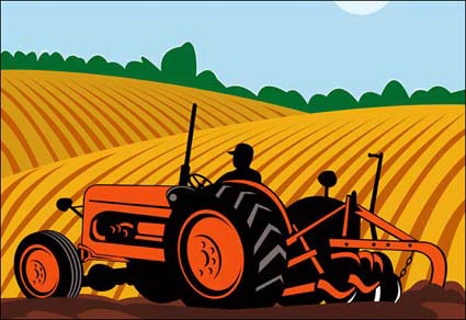 Landwirtschaft, Maschinen, Feldvektor