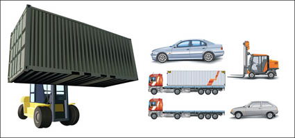 Autos, Container-LKW, Stapler, große Autos, Gabelstapler Vektor