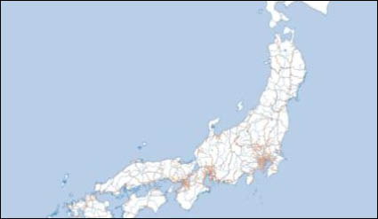Japan Karte + Schienennetz Vektor