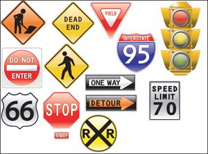 Verkehrsschilder Thema Vector Material